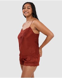 Sans Complexe - Charming Silky Satin Pyjama Shorts with Lace
