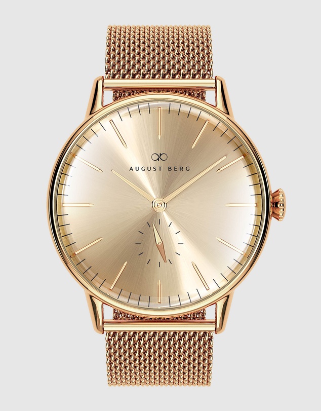 August Berg - Serenity 40mm Gold Plated Mesh Watch