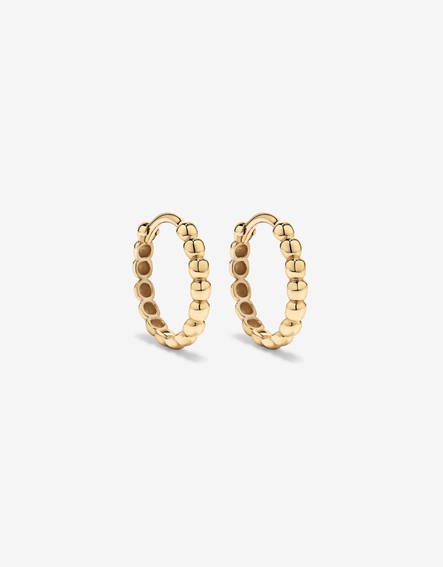 Michael Hill - 13.5mm Large Beaded Huggie Earrings in 10kt Yellow Gold