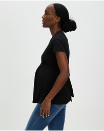 Angel Maternity - Maternity Crossover Short Sleeve V-Neck Work Top