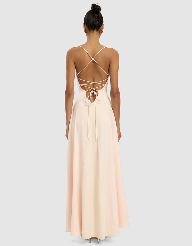 With Harper Lu - Frill Backless Maxi Dress