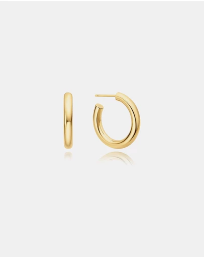 Ania Haie - Ania Haie Gold Classic Tube Medium Huggie Hoop Earrings