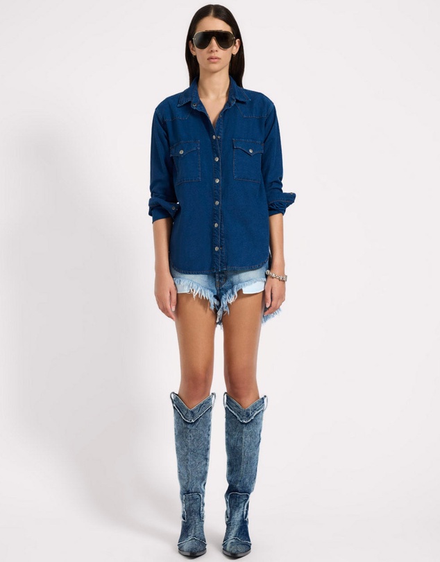 ONE TEASPOON - Western Denim Shirt - Deep Blue