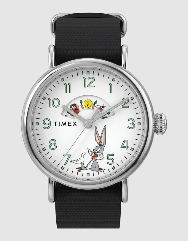 TIMEX - Looney Tunes x Timex Bugs and Friends Standard 40mm Black Fabric Strap Watch