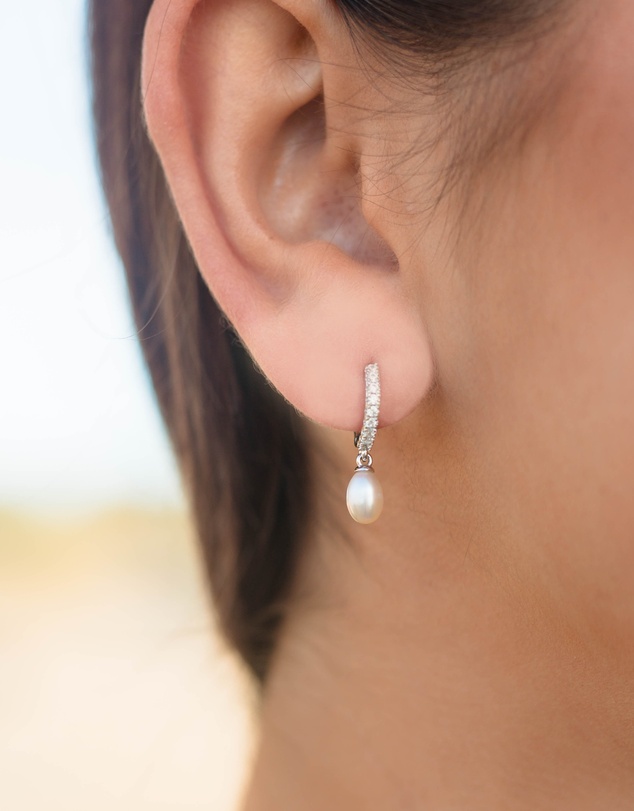 Georgini - GEORGINI OCEANS BONDI FRESHWATER PEARL EARRINGS SILVER