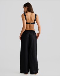 Vacay Swimwear - Black Linen Pants