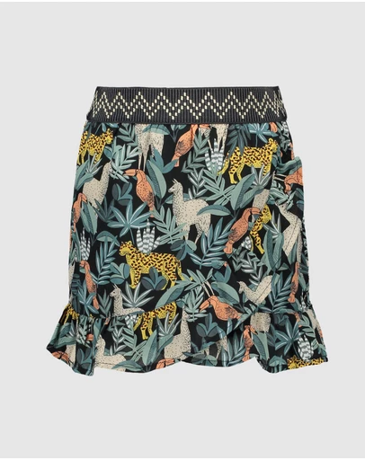Like FLO - Leaf Print Ruffle Skirt - Kids-Teens