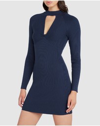 GUESS - Long Sleeve Mock Neck Cut Out Cambria Dress
