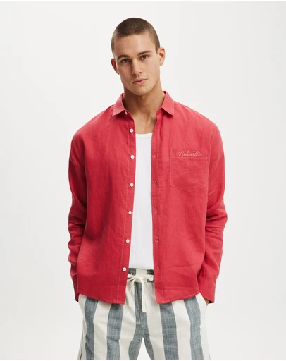 Cotton On - Relaxed Linen Long Sleeve Shirt