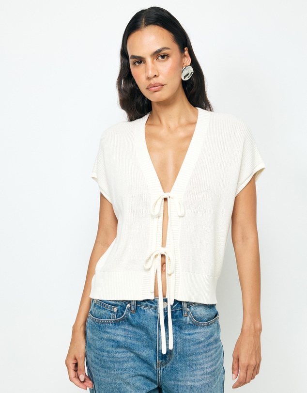 AERE - Ava Organic Cotton Tie Front Top