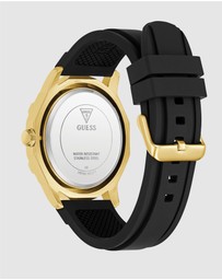 GUESS - Guess Regal Mens Black Gold Tone Multi-function Watch