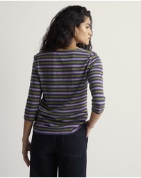 Seasalt - Seasalt Cornwall Purple Sailor 3/4 Sleeve Top Jersey