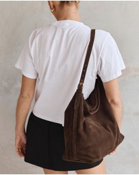 VESTIRSI - Savannah Brown Suede Hobo Bag