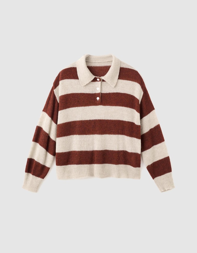 M.N.G - Striped Polo-Neck Sweater