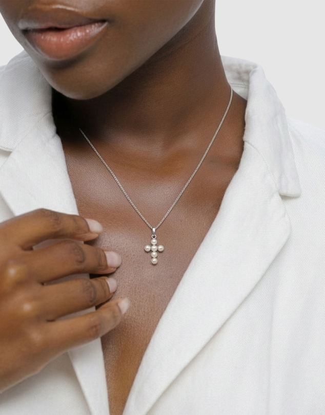 Elli Jewelry - Necklace Cross Pearl Communion 925 Sterling Silver