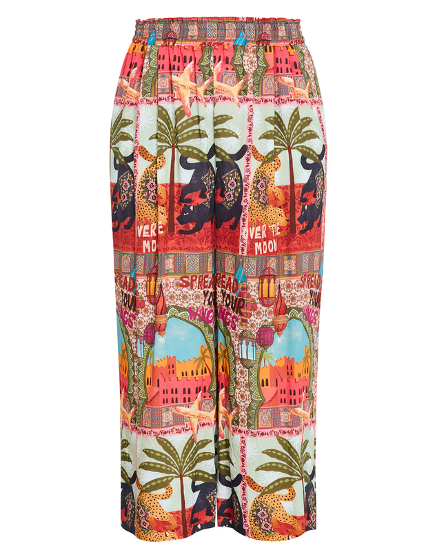 City Chic - Plus size Capri Paradise Print Wide Leg Pant - terracotta
