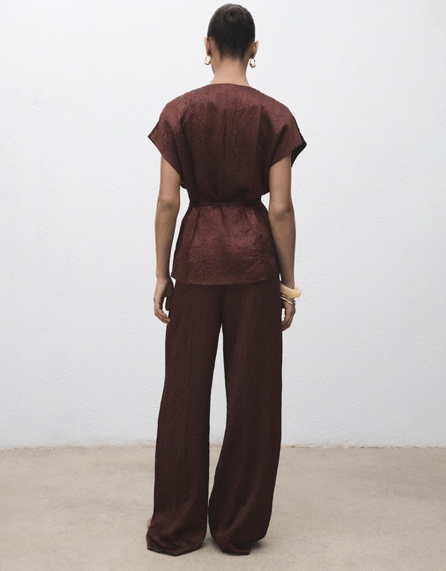 M.N.G - Straight-Leg Crinkled-Effect Trousers