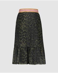 Like FLO - Green Leopard Print Maxi Skirt - Kids-Teens