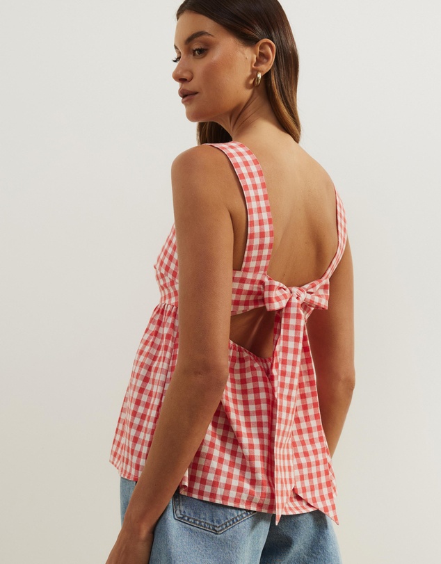 Atmos&Here - Billie Self Tie Gingham Top