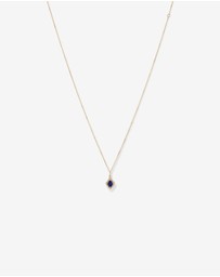 Michael Hill - Pear Cut Created Sapphire and Diamond Halo Pendant Necklace in 10kt Yellow Gold