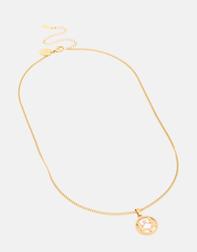 Lovisa - Waterproof Gold Plated Stainless Steel Circle Gemini Zodiac Sign Necklace