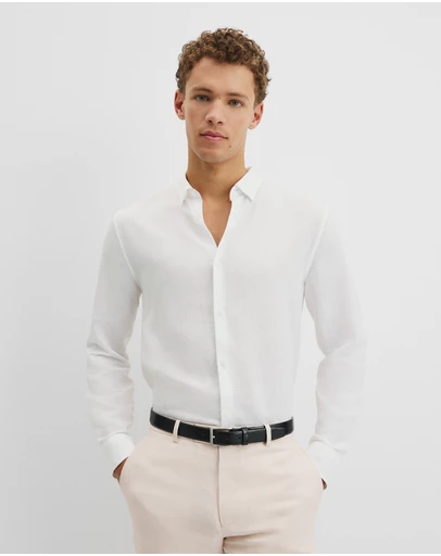 Country Road - Long Sleeve Slim Linen Cotton Shirt