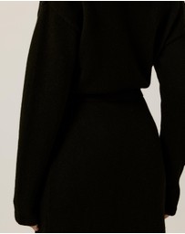 Tussah - Ella Knitted Wrap Front Long Sleeve Midi Dress