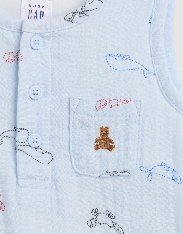 GAP - Sleeveless Henley Gauze Bodysuit - Babies