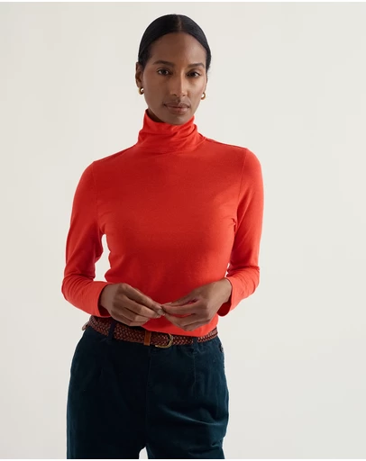 Seasalt - Seasalt Cornwall Orange Landing Roll Neck Top