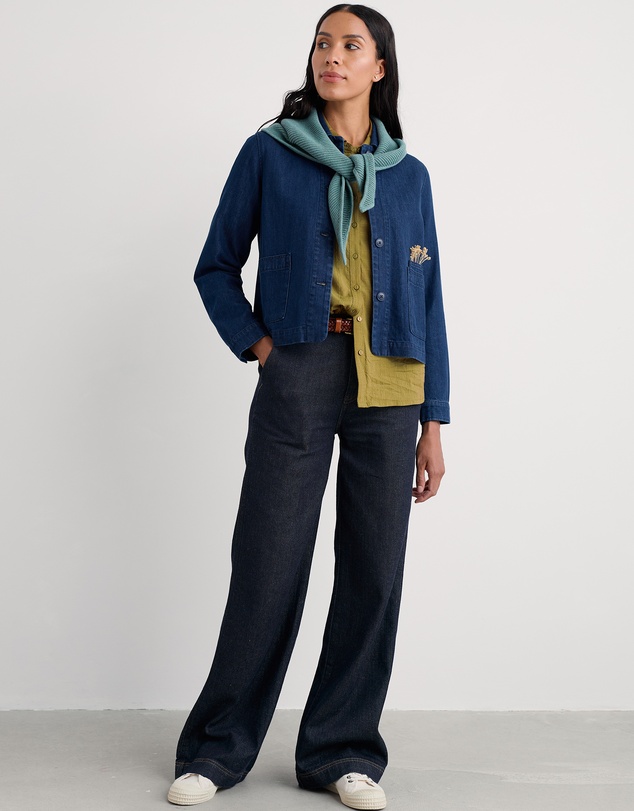Seasalt - Seasalt Cornwall Navy Sennen Cove Wide Leg Jeans