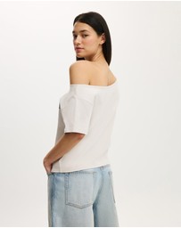 Cotton On - The Sporty Off Shoulder Graphic Tee