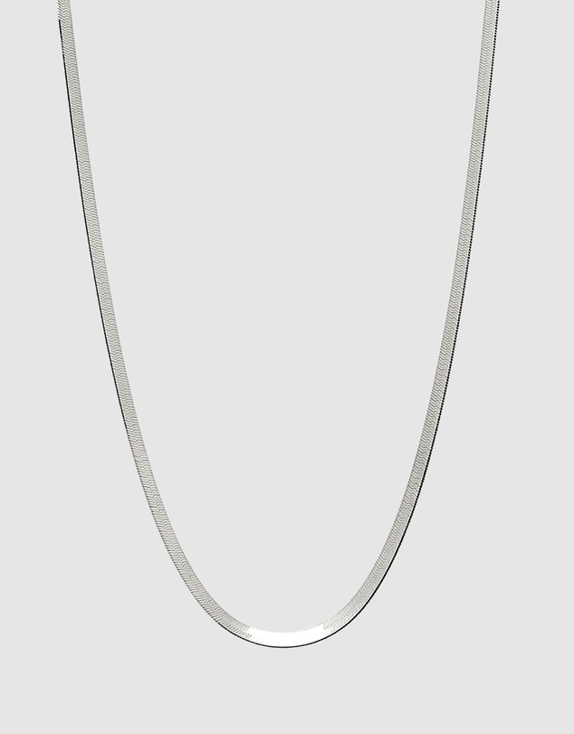Najo - Herringbone Silver Necklace