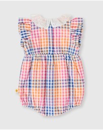 Goldie + Ace - Rainbow Gingham Lani Smocked Romper - Babies