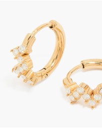 Lovisa - Waterproof Gold Plated Stainless Steel Cubic Zirconia Zig Zag Huggie Earrings