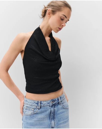 UNISON - Metallic Cowl Neck Top