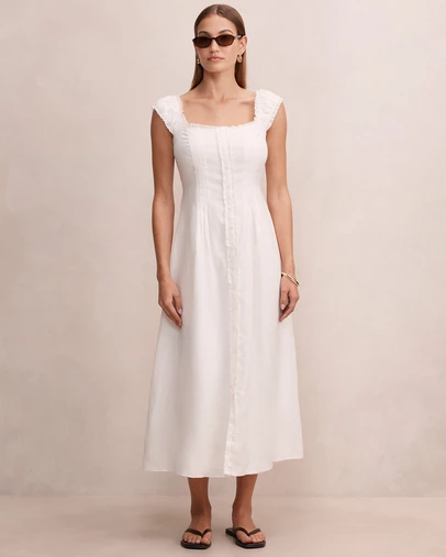 Forever New - Adriana Pintuck Linen Midi Dress