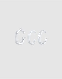 Kuzzoi - ICONIC EXCLUSIVE - Earrings Men's Earcuff 3-Piece Set Geo Organic in 925 Sterling Silver