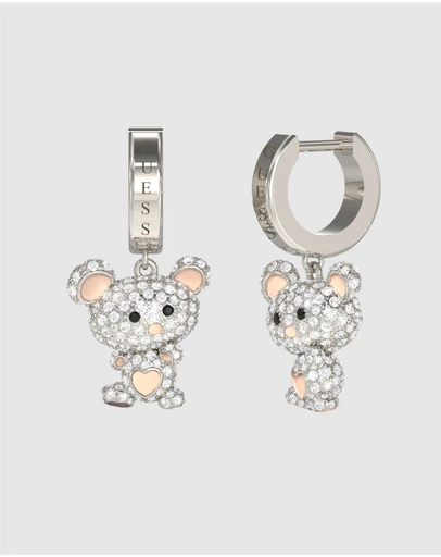 GUESS - Silver-Tone Vintage Guess Teddy Bear Earrings
