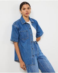 Atmos&Here - Mila Short Sleeve Denim Shacket