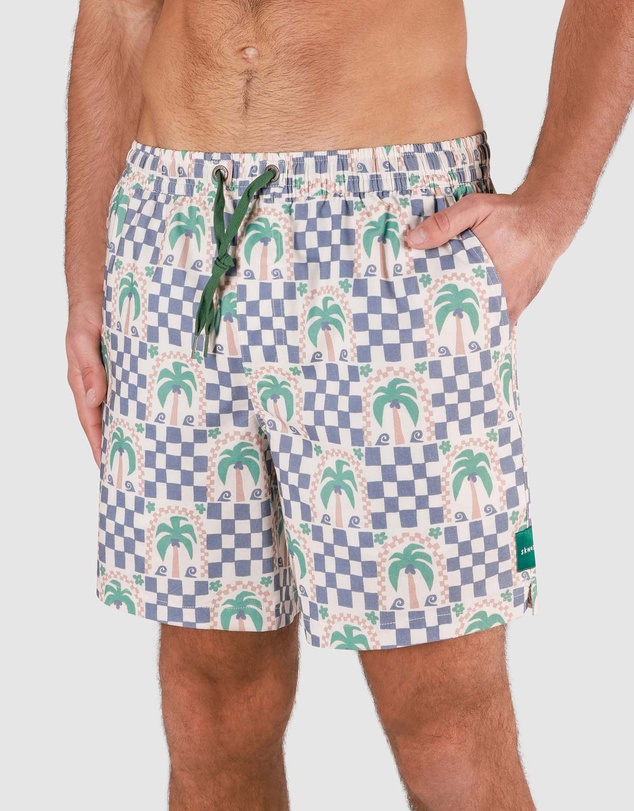 Skwosh - Palm Check Party Everyday Shorts in White