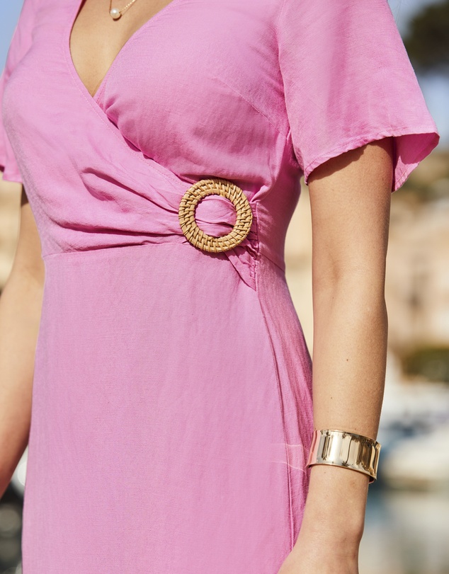 Sosandar - Linen Blend Wrap Dress