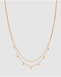 Elli Jewelry - Necklace Layer Disc Plate Hammered in 925 Sterling Silver Gold Plated