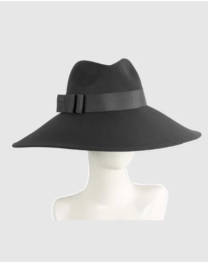 Max Alexander - Wide Brim Black Winter Hat