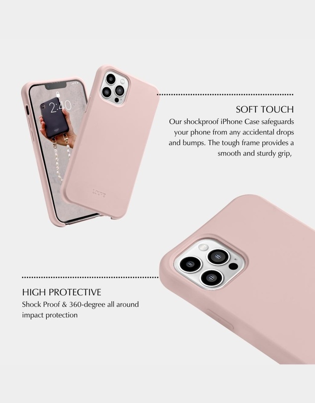 LOUVE COLLECTION - Dusty Pink Phone Case + Pearl Crossbody Chain