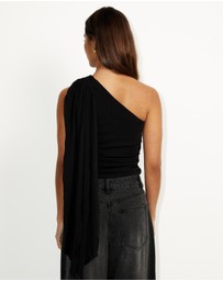 Dazie - After Party Neck Tie One Shoulder Top