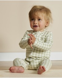 Grow Kindly - Warm Zippee Baby Romper in Gumleaf Gingham (0.5 TOG)