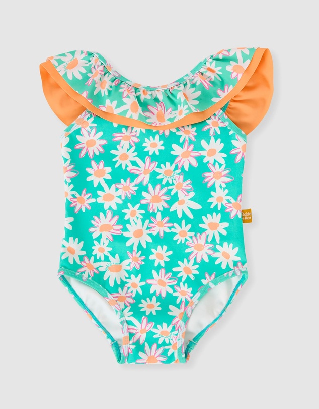 Goldie + Ace - Daisy Patch Frill Neck Swimsuit - Babies-Kids