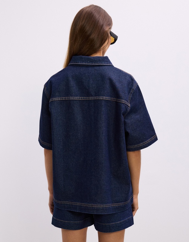 The Fated - Reese Oversized Short Sleeve Denim Shirt