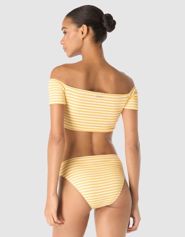 Michael Kors - St. Tropez Stripe Off-Shoulder Bandeau Bikini Top