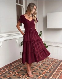 Esther & Co - Celie Dress - Bordeaux